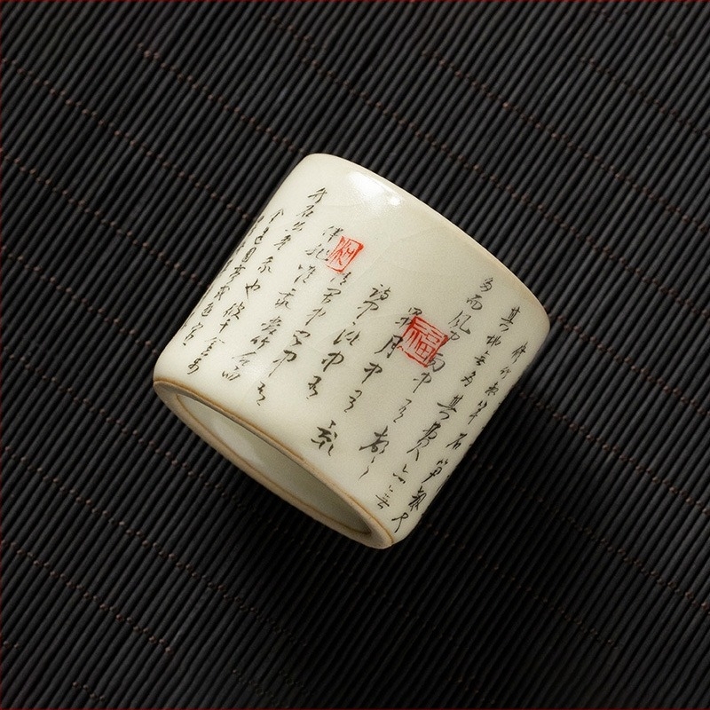 Zisha agyagból készült fedél- és teáskanna tartó, tinta bambusz mintával, retro stílus, kiegészítők a Kung Fu teáskészlethez