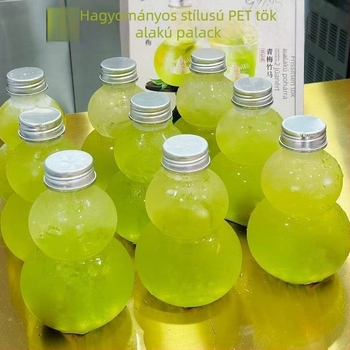 Egyszer használatos műanyag palack tök alakú, tejes teához, 350–500 ml, hideg infúzióhoz és gyümölcslevekhez