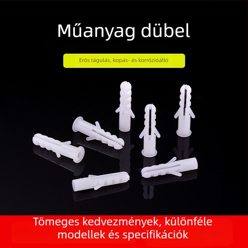 M6-os műanyag expanziós cső, 6 mm átmérő, PE hal alakú expanziós dübel, expanziós csavar, gumírozott dugó