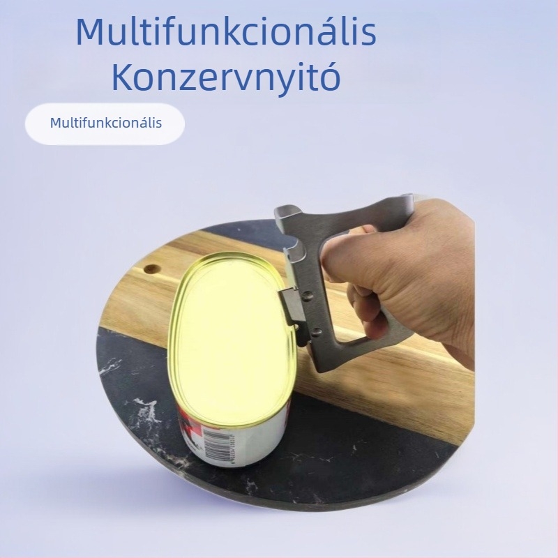 Rozsdamentes acélból készült multifunkcionális konzervnyitó, nyit konzerveket, kupakokat és üvegeket – konyhai eszköz