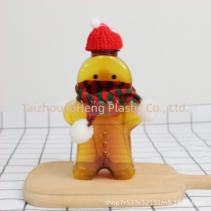 500 ml átlátszó műanyag üveg Gingerbread Man dizájnnal italokhoz