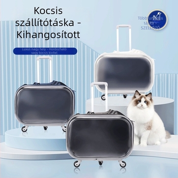 Hordozható macska szállító táska görgőkkel, űr kapszula dizájn, nagy kapacitás, kétfunkciós