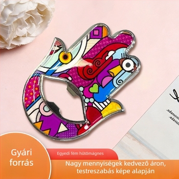 Cink ötvözetből készült sörnyitó kulcstartó logóval és hűtőmágnessel