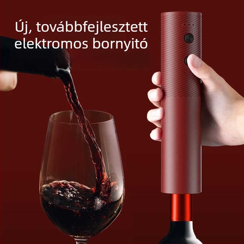 Többfunkciós elektromos bornyitó, műanyag, USB újratöltésű, otthoni használatra
