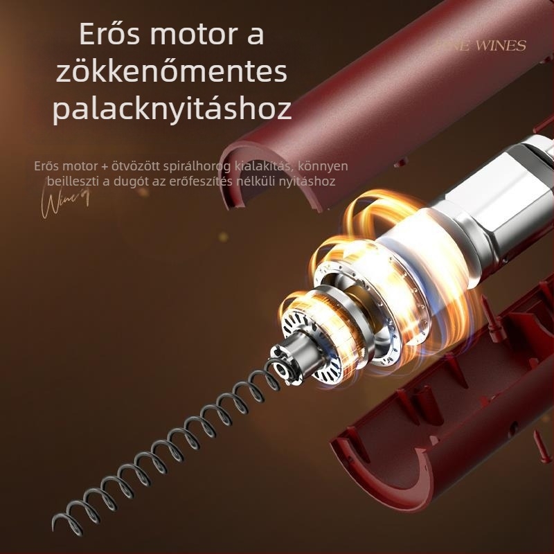 Többfunkciós elektromos bornyitó, műanyag, USB újratöltésű, otthoni használatra