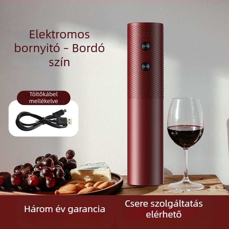 Többfunkciós elektromos bornyitó, műanyag, USB újratöltésű, otthoni használatra