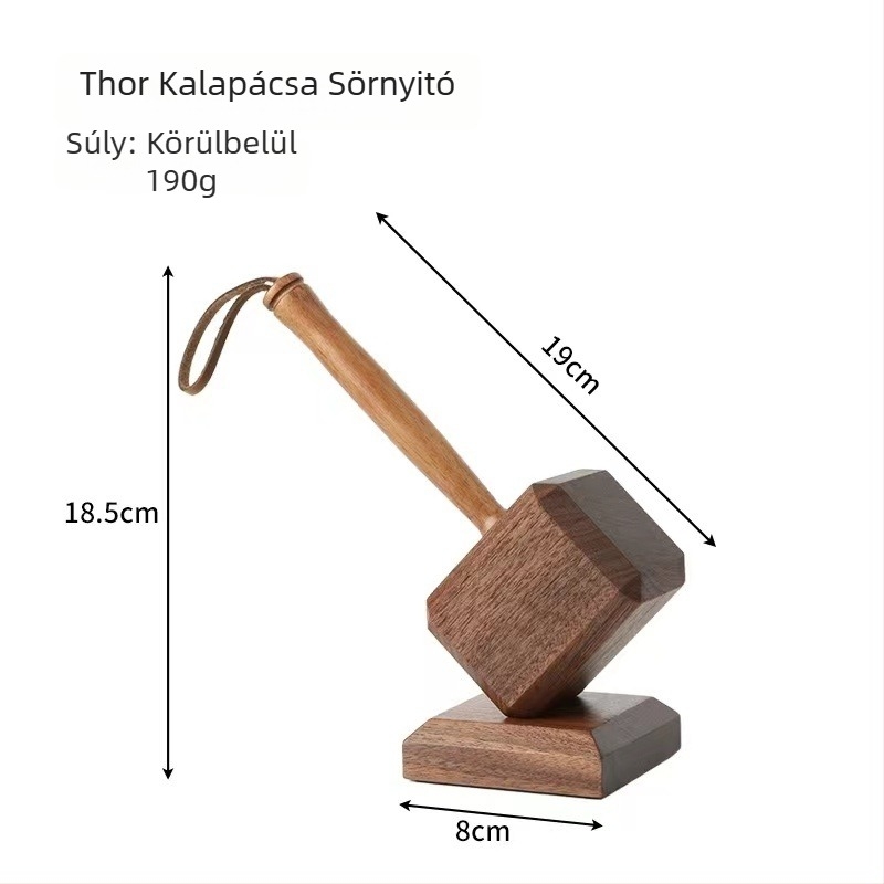 Thor kalapácsa formájú sörnyitó — faanyagból készült, mágneses, személyre szabható, otthoni dekoráció