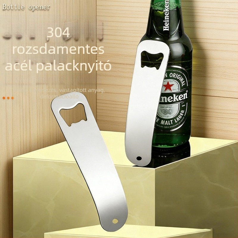 Rozsdamentes acél sörösüveg-nyitó laserrel gravírozott logóval otthoni, szállodai és éttermi használatra