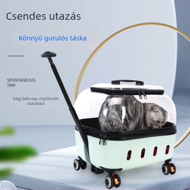 Átlátszó kutya szállító táska kerekekkel – hordozható utazási tok