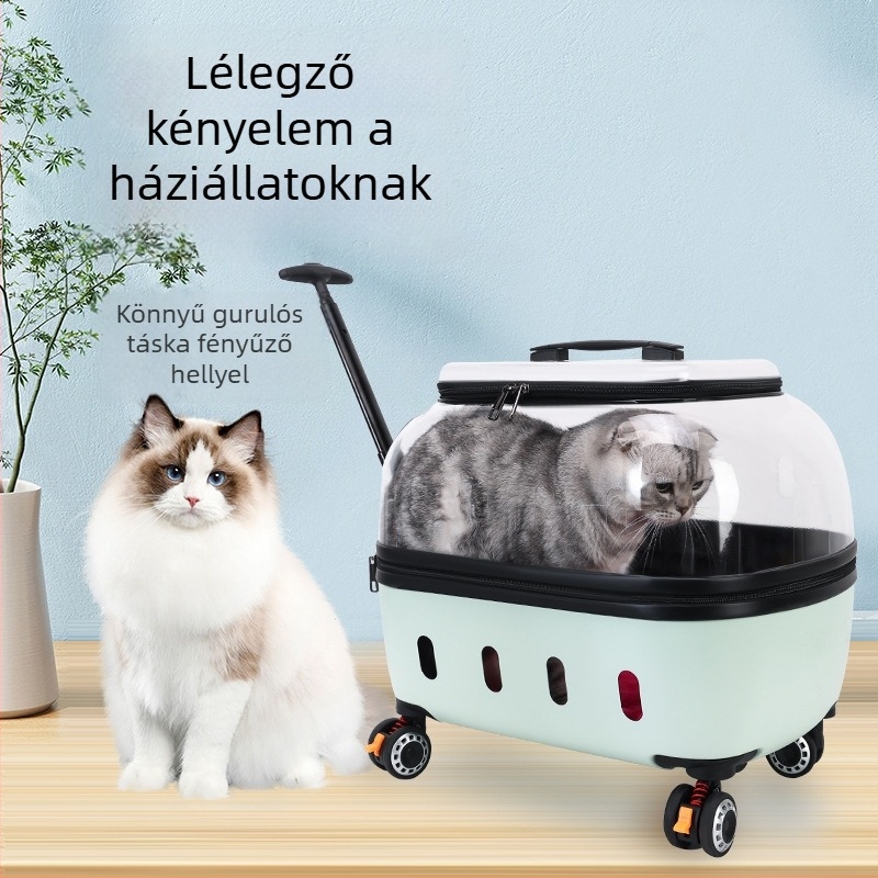 Átlátszó kutya szállító táska kerekekkel – hordozható utazási tok