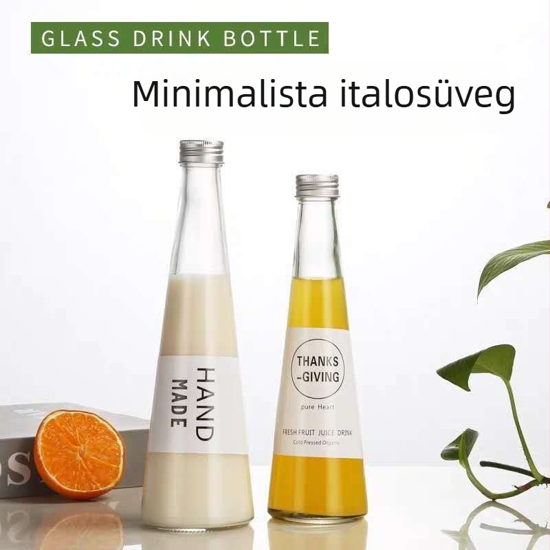 Kávé–Citrom italosüveg, átlátszó üveg alkoholtartalmú italok és borok számára, üres üveg, prémium kreatív dizájn, magas minőségű fehér üveg, 250 ml / 330 ml