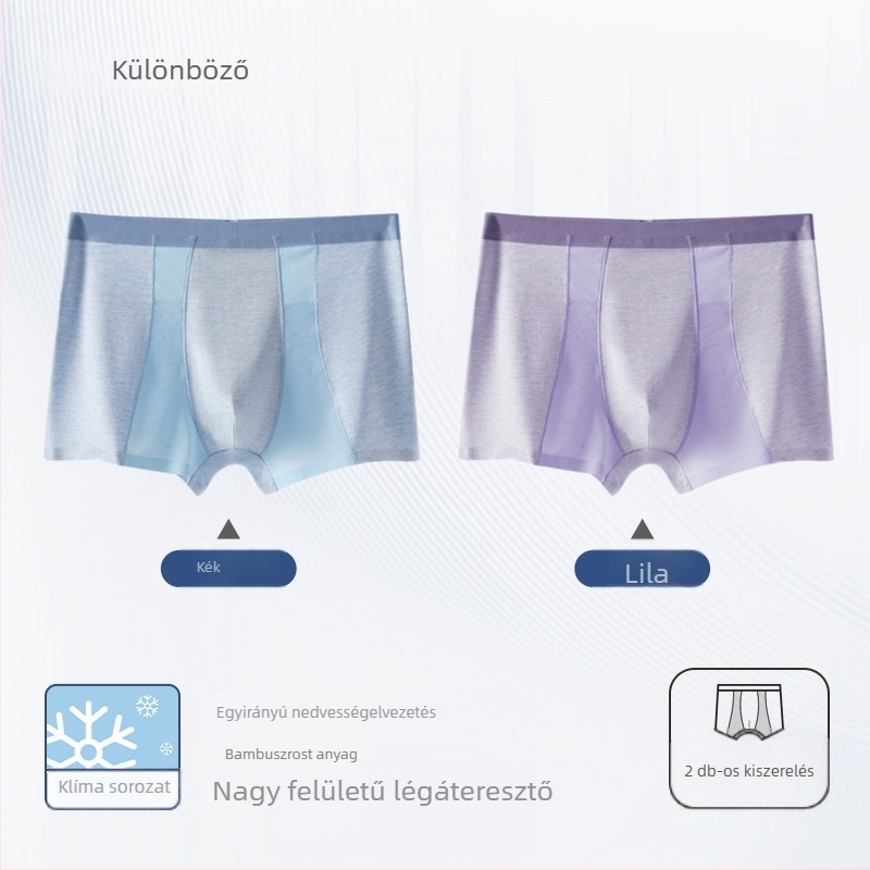 Modal férfi lélegző hálópaneles alsónadrág, középmagas derekú, kényelmes
