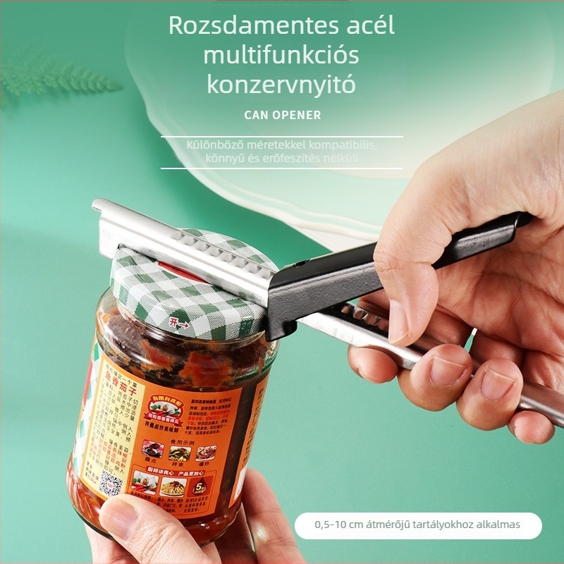 Többfunkciós rozsdamentes acél üveg- és konzervnyitó csavarható fedéllel – univerzális konyhai eszköz