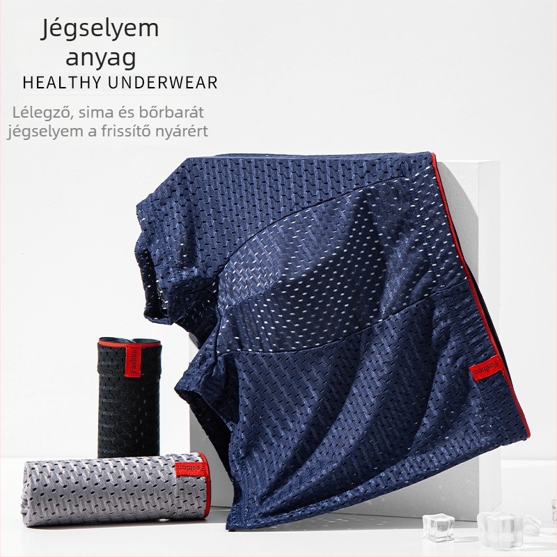 Férfiaknak készült vékony ice silk hálós boxeralsó, lélegző és antibakteriális