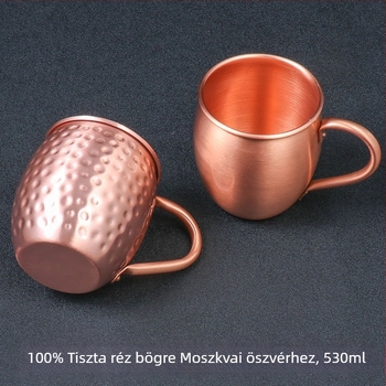 100% tiszta réz Moscow Mule kupa, henger alakú koktélos bögre