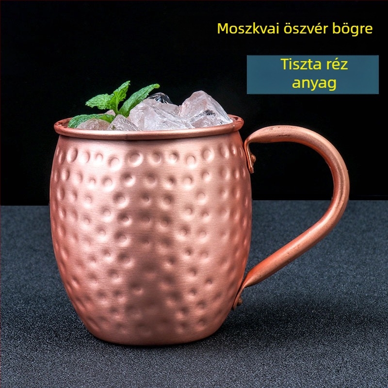 100% tiszta réz Moscow Mule kupa, henger alakú koktélos bögre