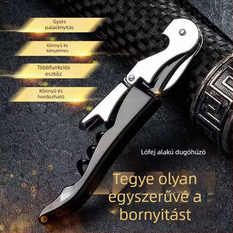 Többfunkciós rozszdamentes acél tengeri csikó alakú dugóhúzó borhoz és sörhöz.