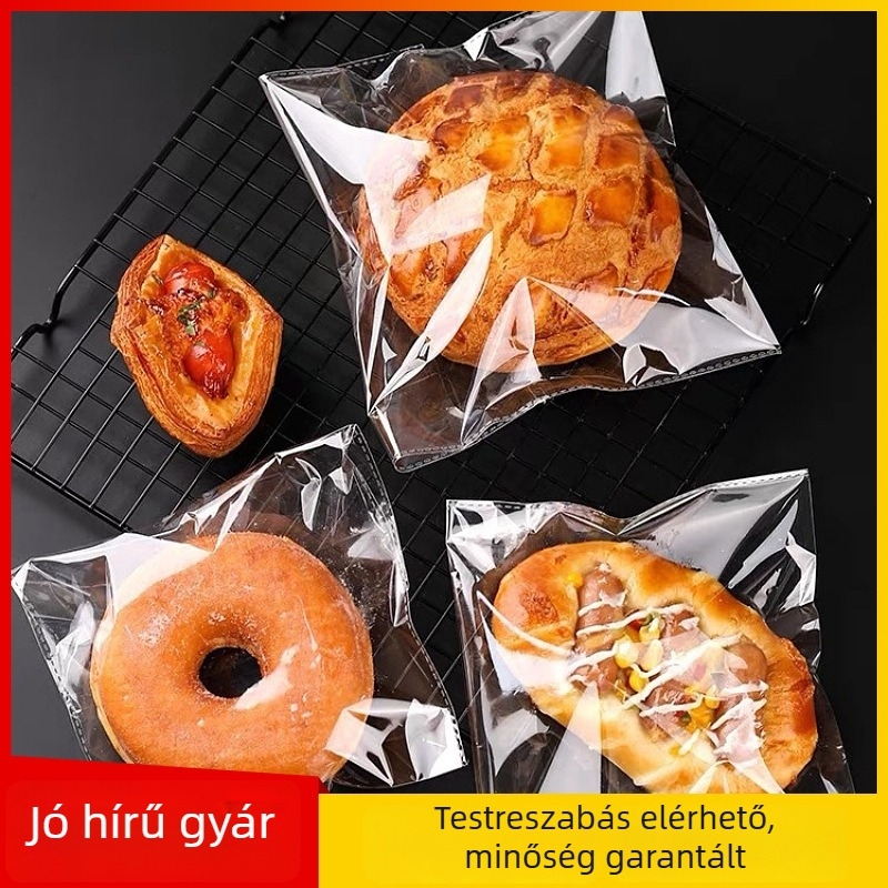 Átlátszó PP kenyérzsákok, önzáró, hőzáras, bagelhez, burgerhez, pirítósokhoz és kenyérhez