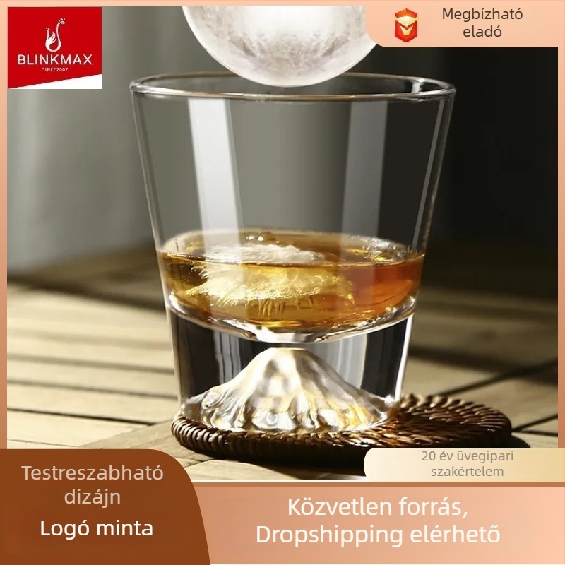 Japán stílusú whisky pohár nagy jéggolyóval, jéghegy pohár, üveg 201–300 ml