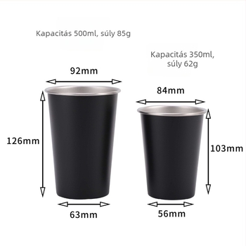 304 rozsdamentes acél kemping pohár görbült peremmel, kültéri sörös bögre, 401-500 ml