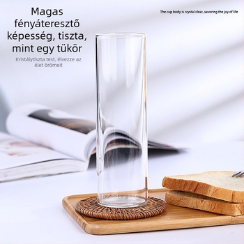 Japán stílusú egyenes koktél pohár, átlátszó boroszilikát üveg, 301–400 ml, modern minimalista kialakítás