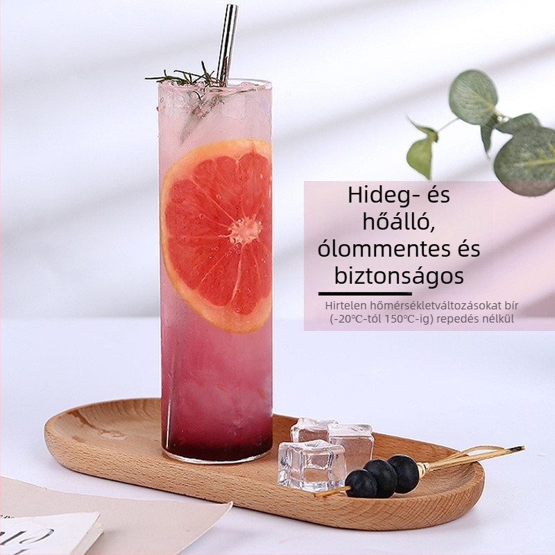 Japán stílusú egyenes koktél pohár, átlátszó boroszilikát üveg, 301–400 ml, modern minimalista kialakítás