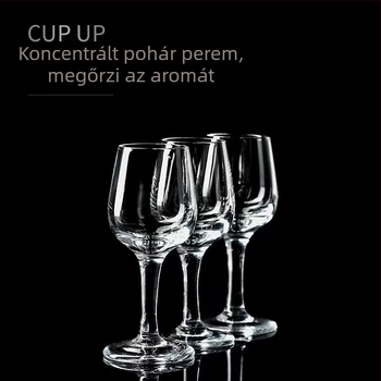 Üvegpohár kóstoláshoz, 50 ml, borhoz és szeszes italokhoz, minimalist dizájn mérőskálával