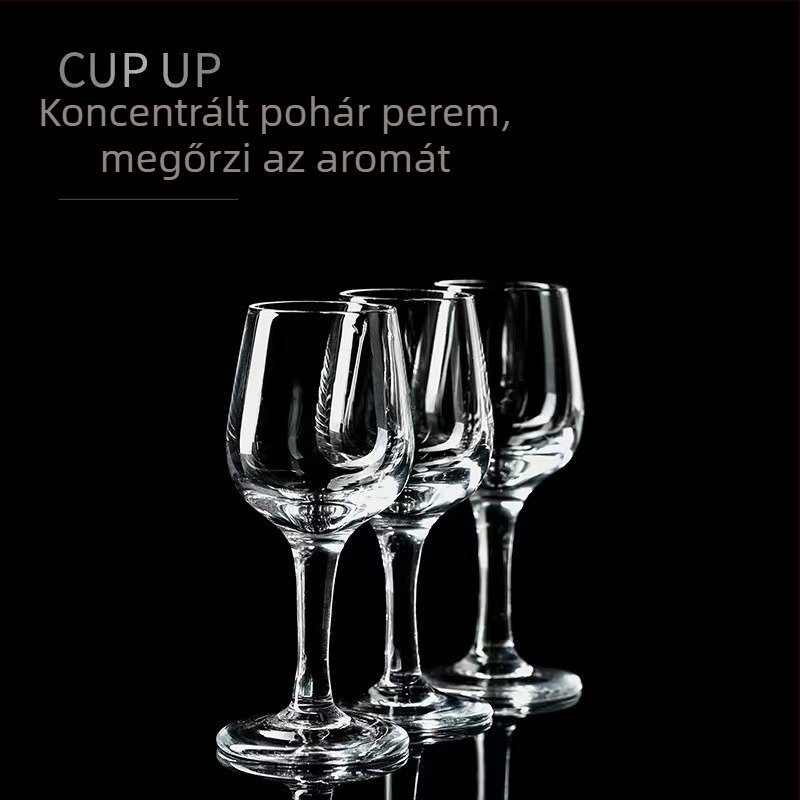 Üvegpohár kóstoláshoz, 50 ml, borhoz és szeszes italokhoz, minimalist dizájn mérőskálával