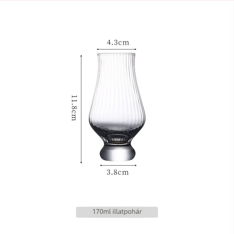Ólommentes kristályból készült whiskey kóstoló pohár, tulipán alakú aromás pohár, retro stílus, 101–200 ml űrtartalom