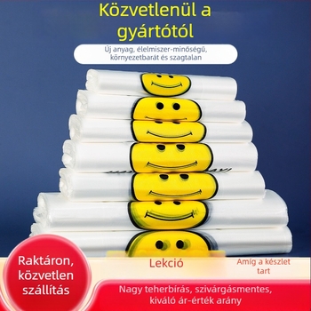 Mosolyarcú műanyag zacskók – gyümölcs- és bevásárlótáskák, élelmiszer-csomagoló zacskók, mellény-stílusú zacskók