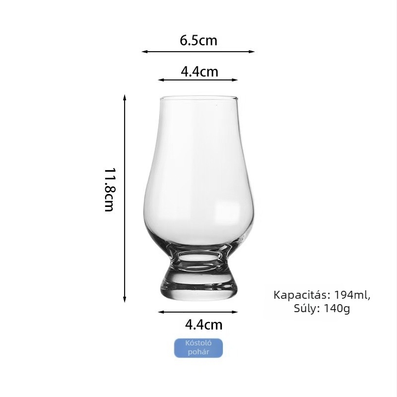 Tulipán alakú kristály whisky pohár — aromakóstoló pohár, 101–200 ml, ólommentes, logó nyomtatás