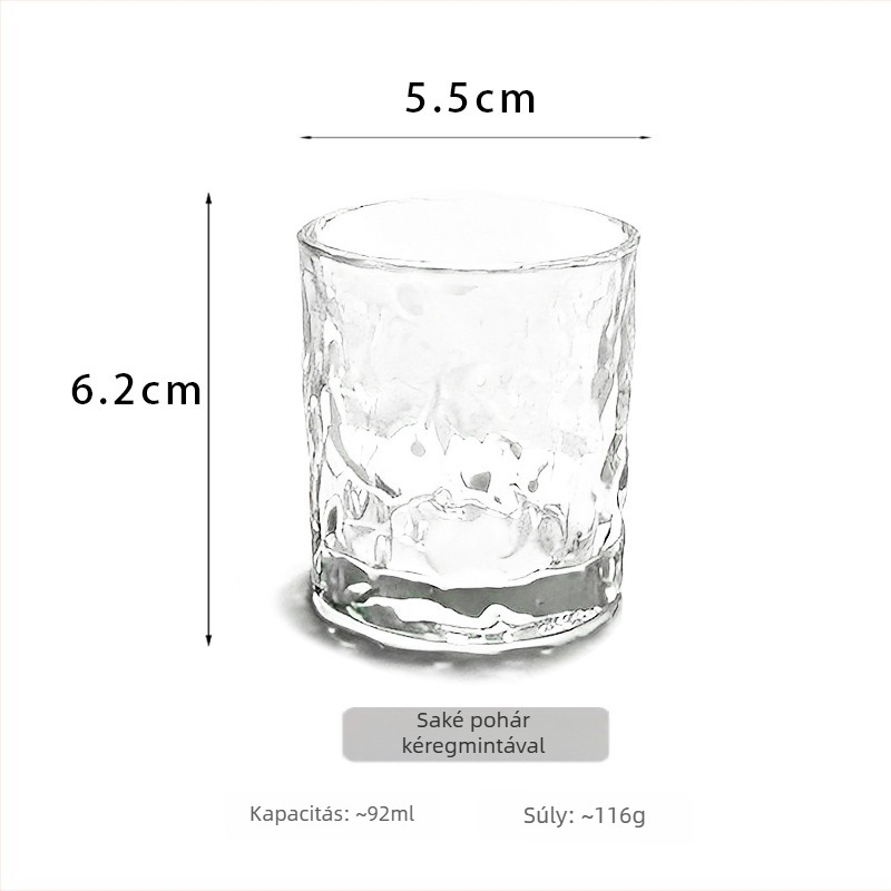 Japán stílusú kalapált saké pohár, whisky vagy bor pohár, 101–200 ml