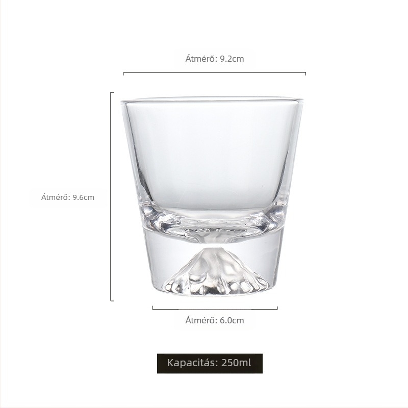 Japán stílusú Fuji-hegy whisky pohár, 201–300 ml, üvegből, logóval