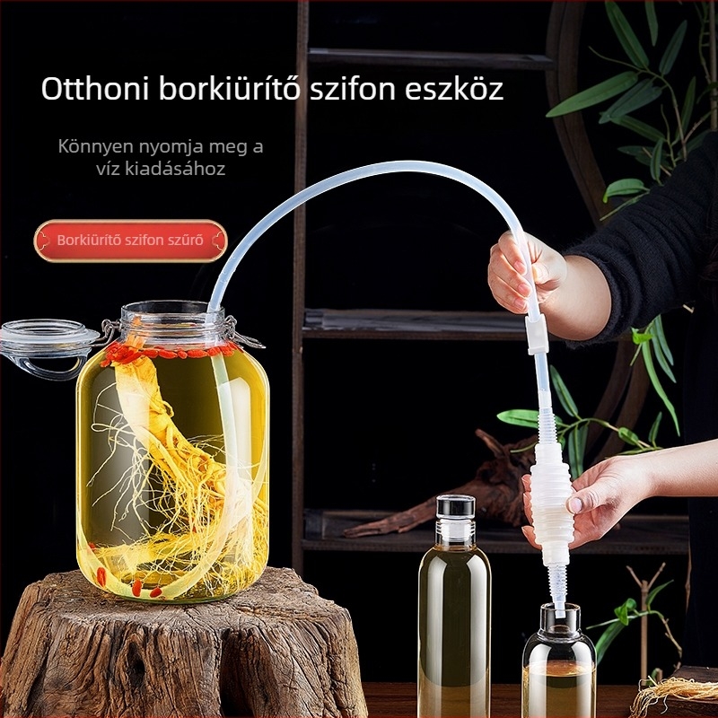Önszívó borpumpa szűrővel a dugulás megelőzésére, élelmiszer-minőségű, szivárvány színű szívócső, borosüvegekhez