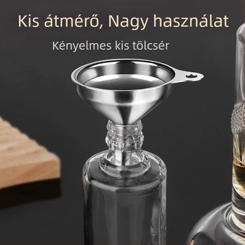 Otthoni használatra mini tölcsér készlet, kis átmérőjű rozsdamentes acél tölcsérek, borhoz és alkoholtí, konyhai olaj- és folyadékadagoló