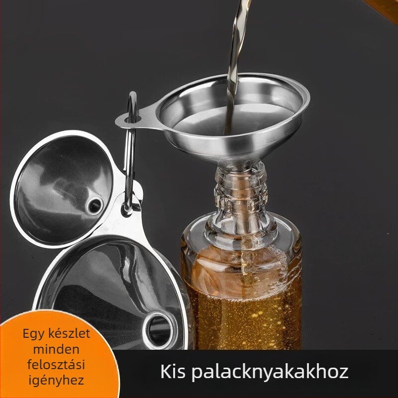Otthoni használatra mini tölcsér készlet, kis átmérőjű rozsdamentes acél tölcsérek, borhoz és alkoholtí, konyhai olaj- és folyadékadagoló