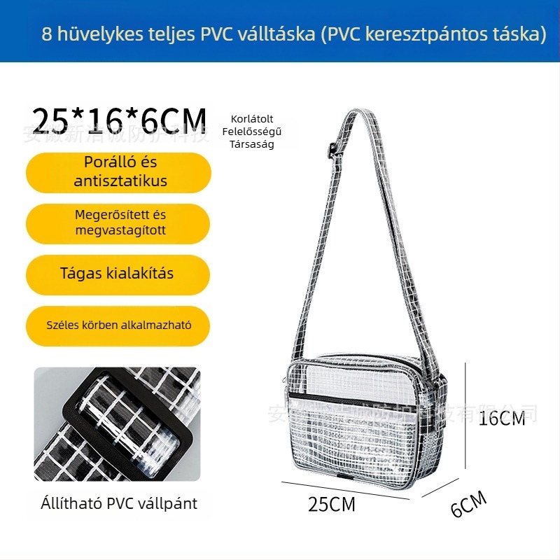 Antisztatikus PVC hálós hátizsák, 17 hüvelykes átlátszó fekete, tiszta helyiséghez, könnyű, nagy kapacitású