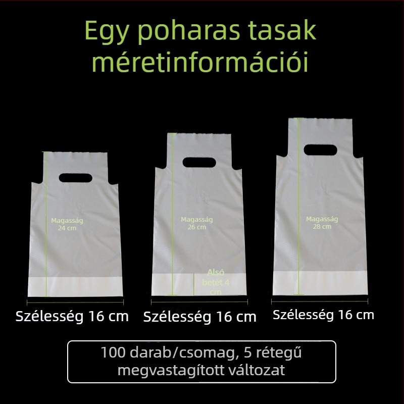 Vastagított tej-tea csomagoló zacskók egyrészű és kétszeres pohárhoz, elvitelre szánt italzacskók nyomtatással, 100 db/pak