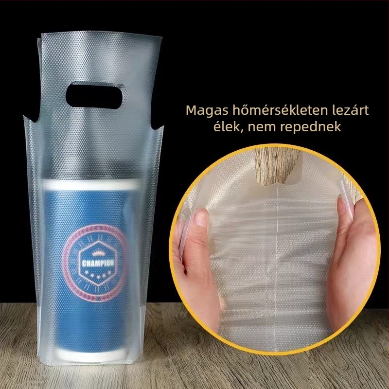 Vastagított tej-tea csomagoló zacskók egyrészű és kétszeres pohárhoz, elvitelre szánt italzacskók nyomtatással, 100 db/pak