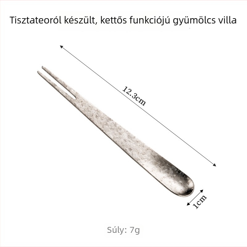 Tiszta titán gyümölcsvilla és kanál otthoni használatra — kétfunkciós evőeszköz gyümölcsökhöz, süteményekhez és desszertekhez