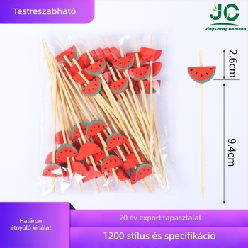 Egyszer használatos bambusznyársak gyümölcsökhöz, díszítő desszertekhez és koktélokhoz, 100 darabos csomag, 3 mm vastagság