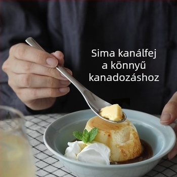 304 rozsdamentes acél desszertkanál, fagylaltkanál, kávékeverő kanál és gyümölcsvilla