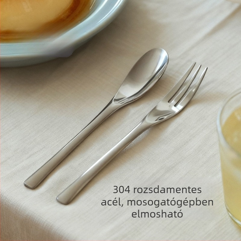 304 rozsdamentes acél desszertkanál, fagylaltkanál, kávékeverő kanál és gyümölcsvilla