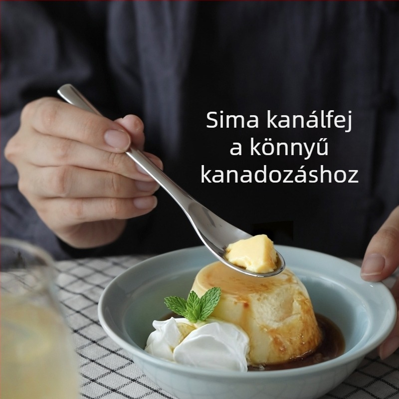 304 rozsdamentes acél desszertkanál, fagylaltkanál, kávékeverő kanál és gyümölcsvilla