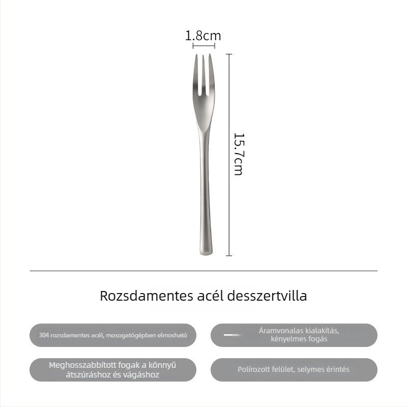 304 rozsdamentes acél desszertkanál, fagylaltkanál, kávékeverő kanál és gyümölcsvilla