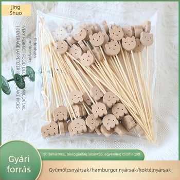 Panda fejű bambusznyárs, egyszer használatos koktél- és burgernyárs, otthoni dekoráció, 100 darab