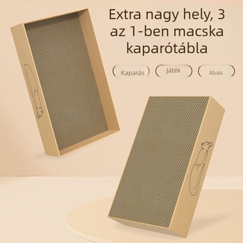Macska karmolás deszka és ágy egyben — nagy téglalap alakú hullámkarton macskafekvő doboz, tartós és vastag
