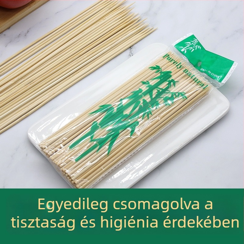 Egyszer használatos bambusz nyárs grillsütéshez, Malatang, Oden és hot dogok számára — 15–30 cm, 2,5–3,0 mm, biológiailag lebomló