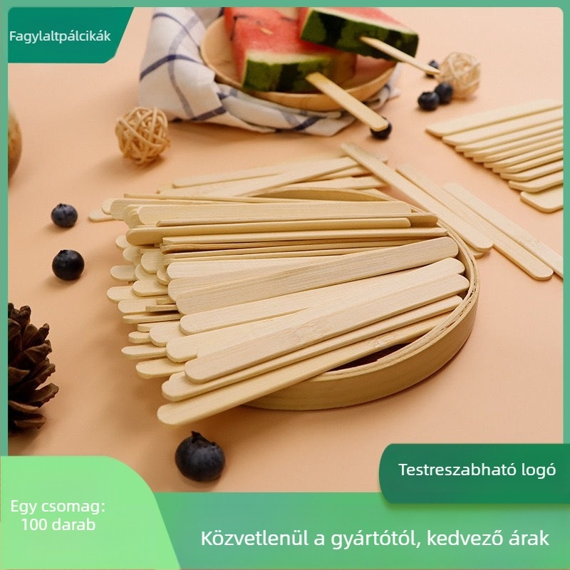 Egyszer használatos bambusz jégkrémpálcika – DIY gyerekeknek, kézműves eszköz, 113 mm hosszú, 3 mm vastag