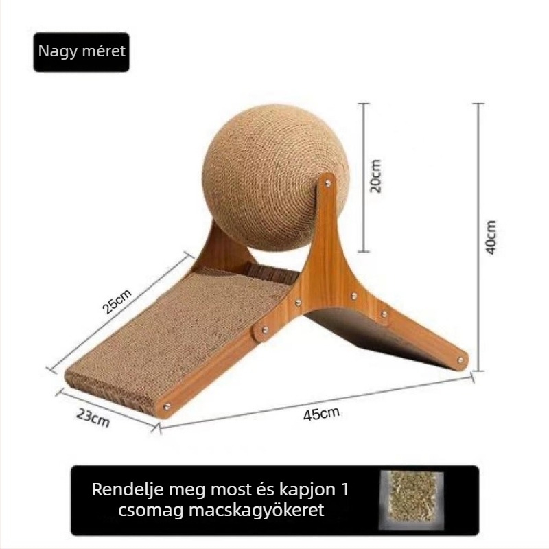 Sisal macska játék fészekkel és függőleges kaparódeszkával, kopásálló, szálmentes, kaparó labda, extra nagy